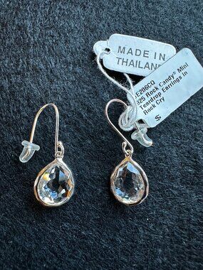 NWT Ippolita Sterling Silver Rock Candy Mini Teardrop Earrings in Clear Quartz